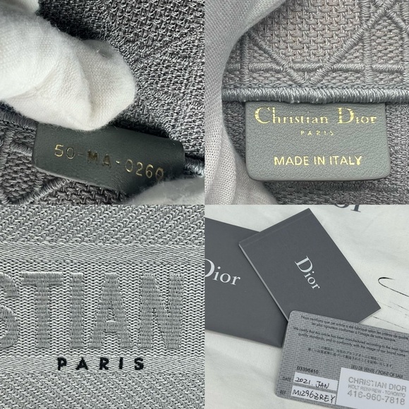 Authentic NEW Dior Embroidered Cannage canvas grey medium book tote - Picture 15 of 16